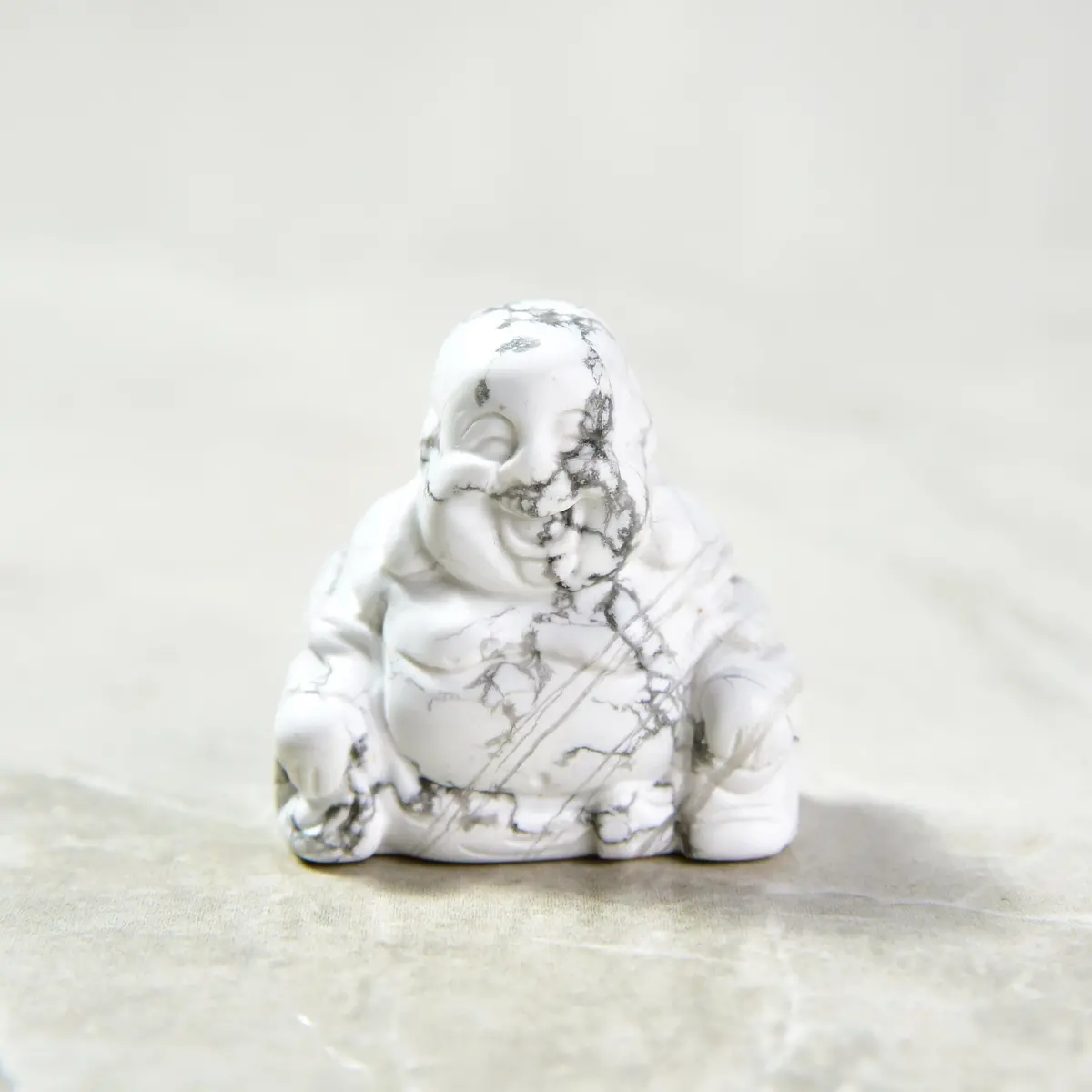 Howlite Buddha 1.5" Gemstone Carving 1