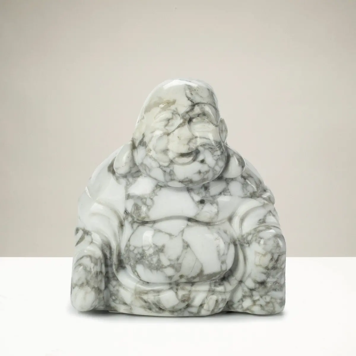 Howlite Buddha 2" Gemstone Carving 1