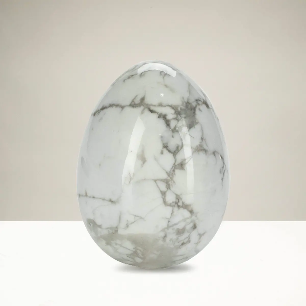 Howlite Egg Natural Gemstone Carving 1