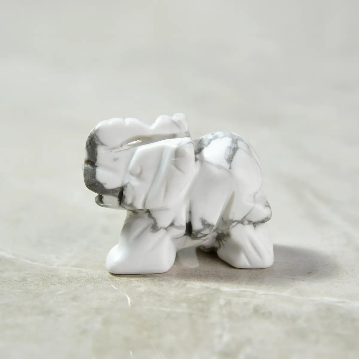 Howlite Elephant 1.5" Natural Gemstone Carving 1