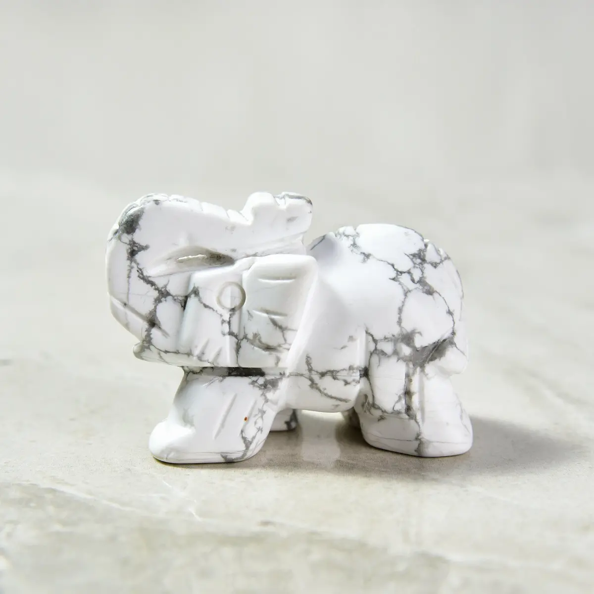 Howlite Elephant 2" Gemstone Carving 1