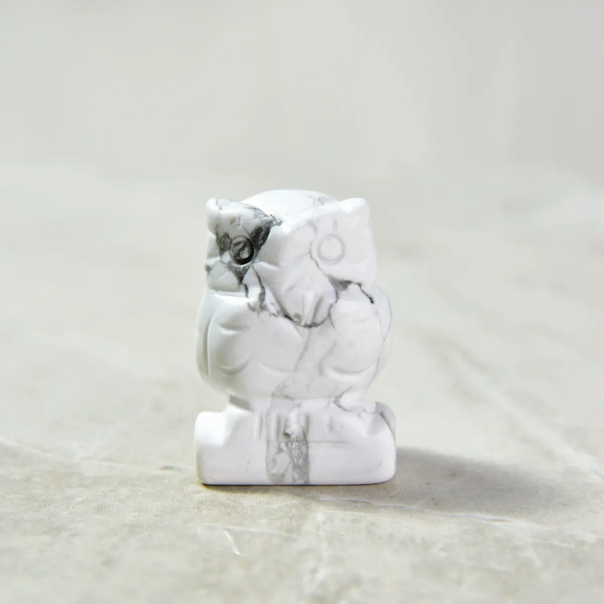Howlite Owl 1.5" Gemstone Carving 1