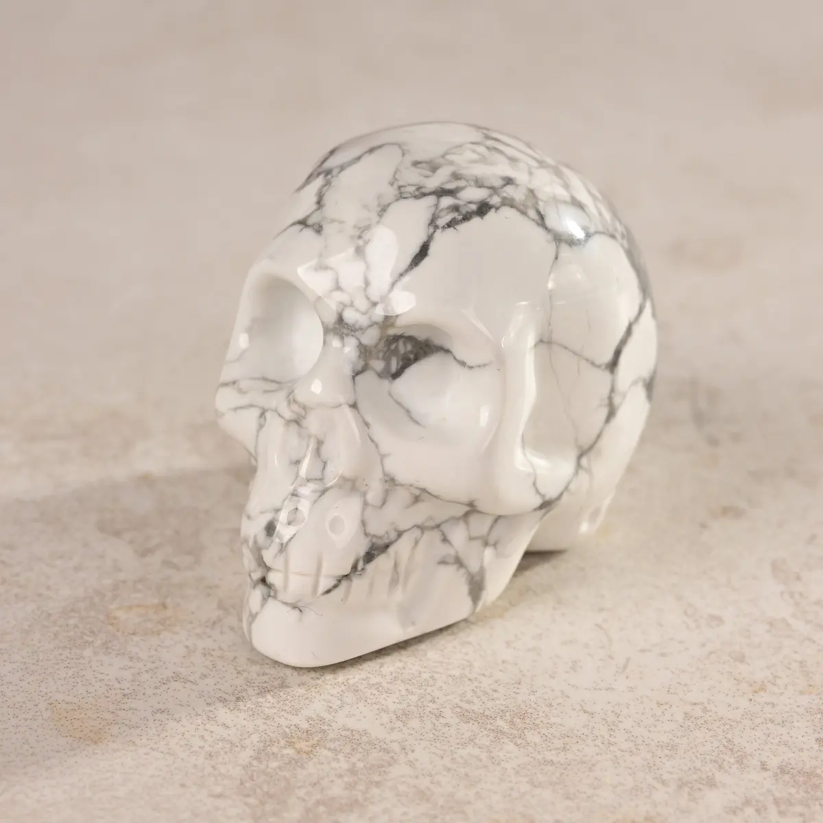 Howlite Skull 2'' Natural Gemstone Carving 1
