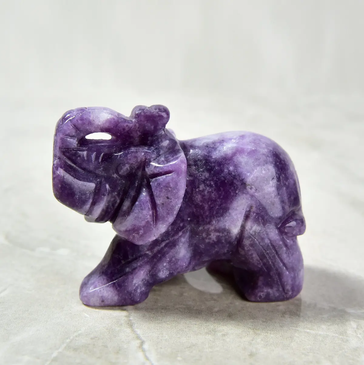 Lepidolite Elephant Carving 1