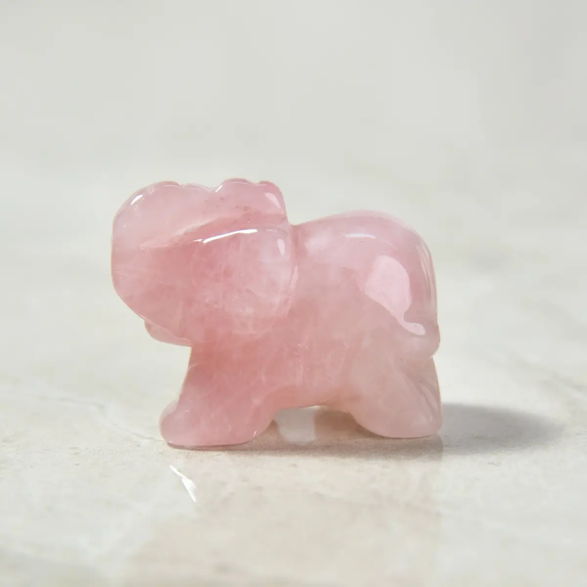 Rose Quartz Elephant 1.5" Natural Gemstone Carving 1