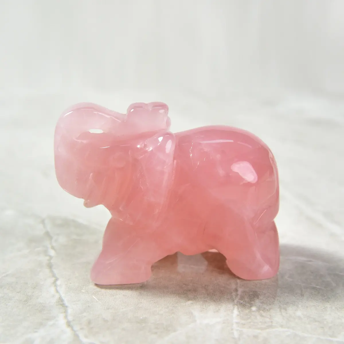Rose Quartz Elephant 2.5'' Natural Gemstone Carving 1