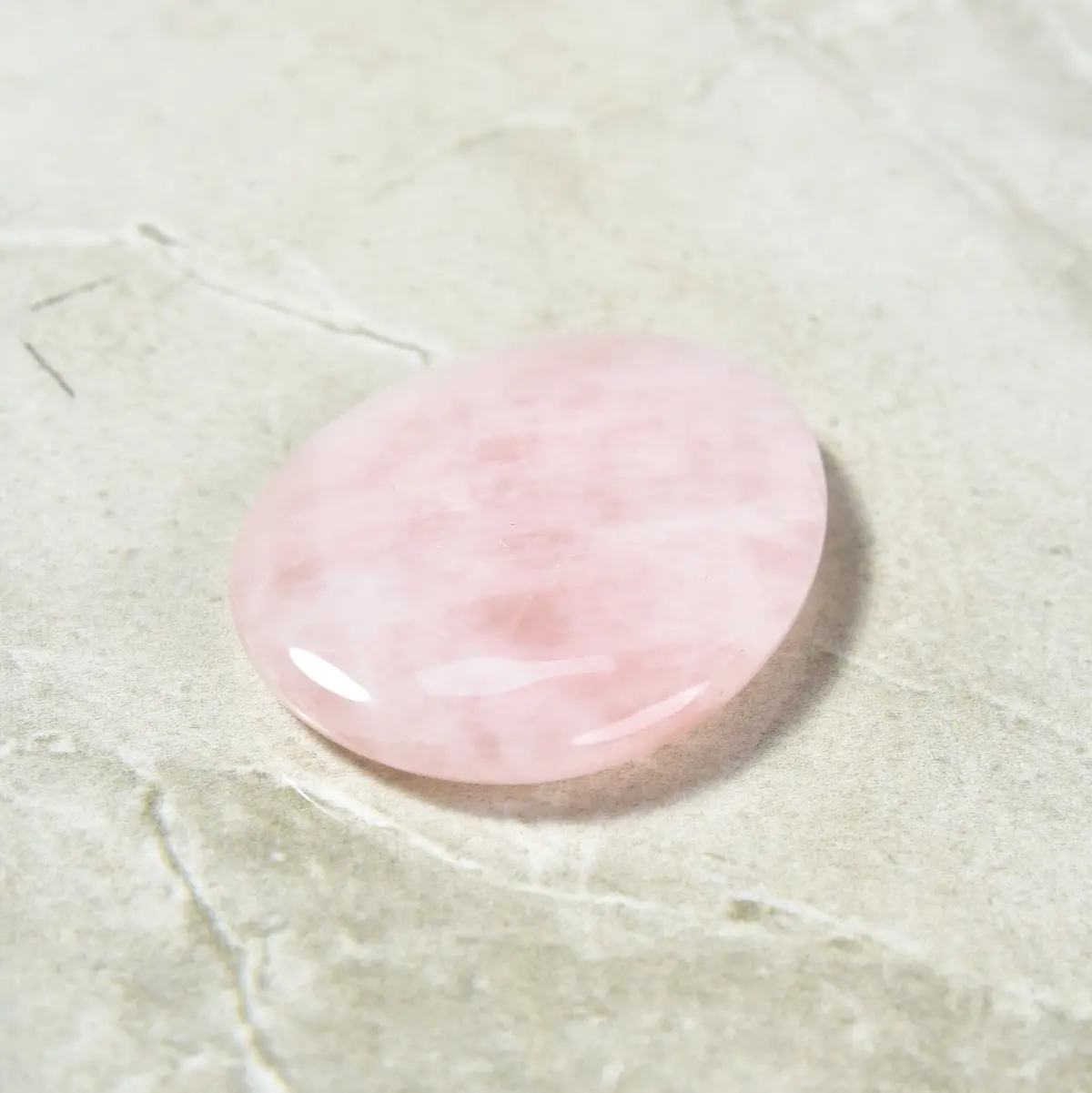 Rose Quartz Worry Stone Natural Gemstone Carving 1