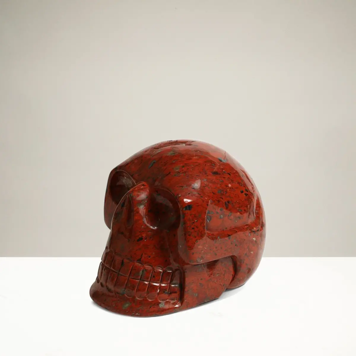 Skull3600.007 - Hand Carved Brecciated Jasper Skull-Brazil- 7,390 Grams 8" X 6" X 6" 1
