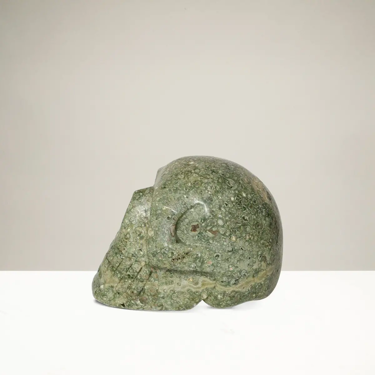 Skull3600.008 - Hand Carved Rain Forest Jasper Skull-Brazil- 6,920 Grams 9" X 7" X 7" 1