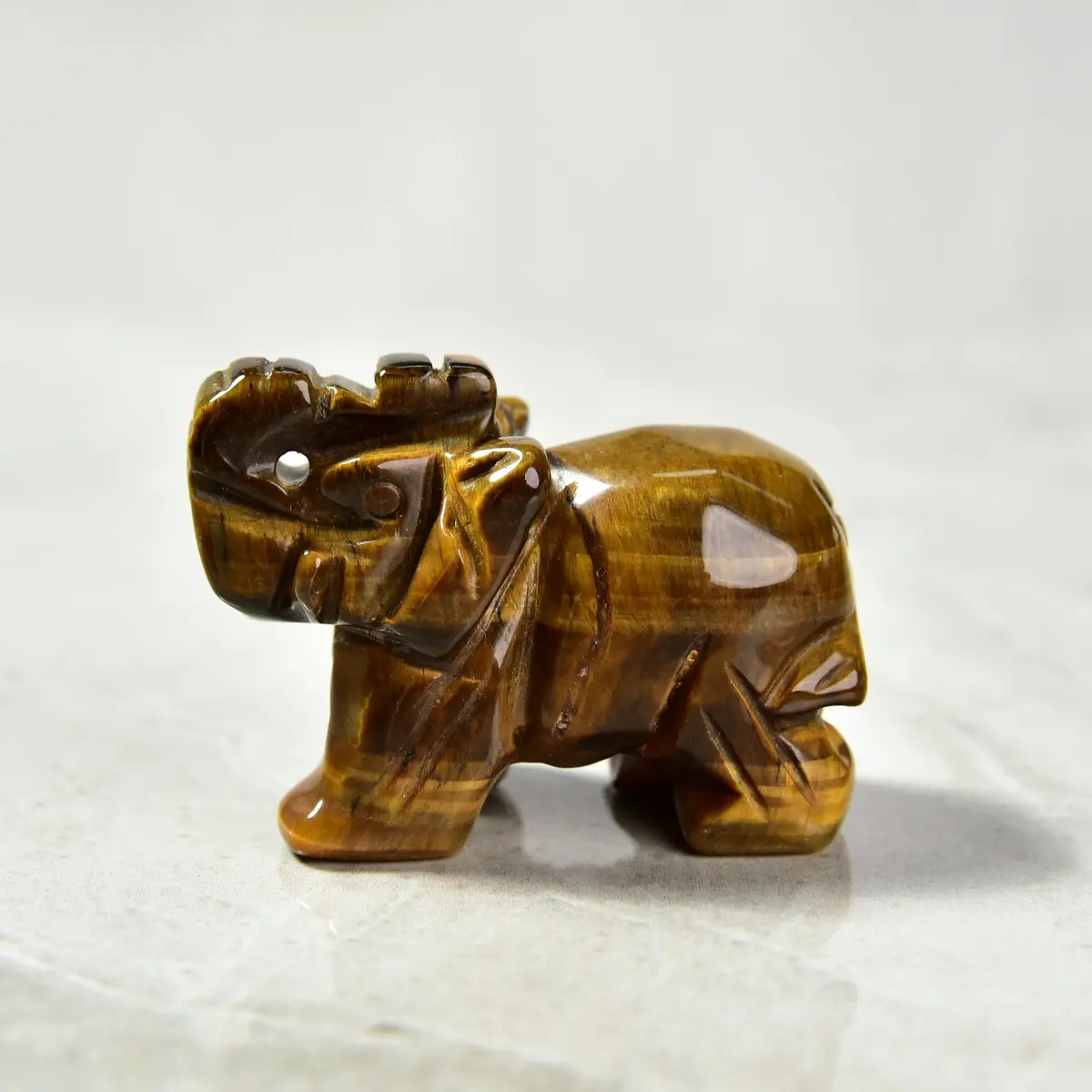 Tiger Eye Elephant 1.5" Gemstone Carving 1