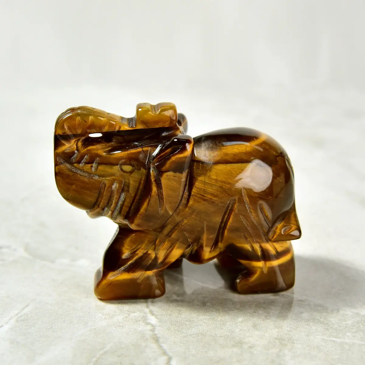 Tiger Eye Elephant Carving 1