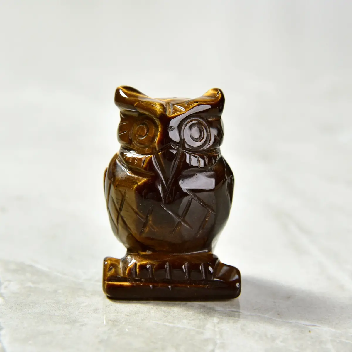 Tiger Eye Owl  2'' Natural Gemstone Carving 1