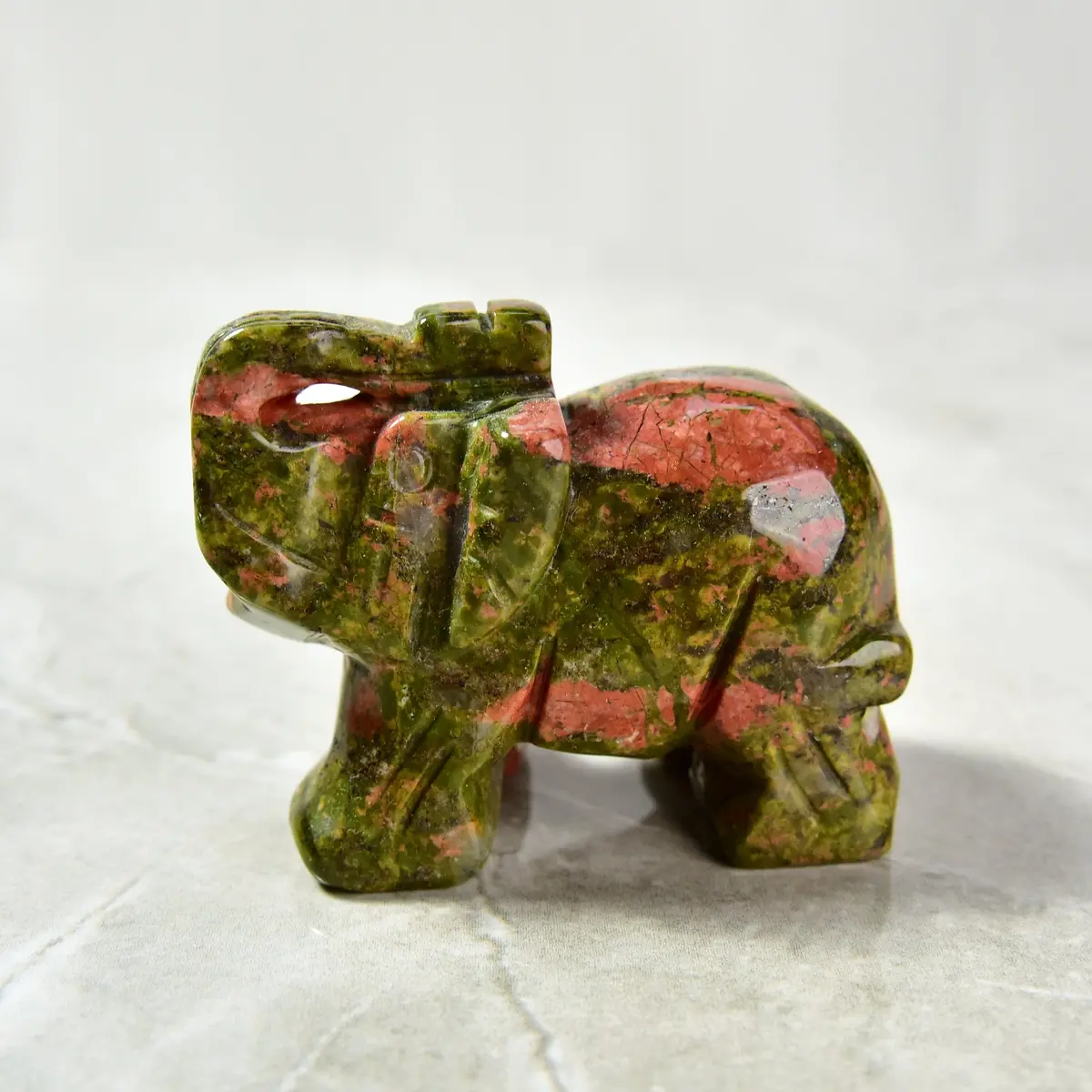Unakite Elephant 2.5" Gemstone Carving 1