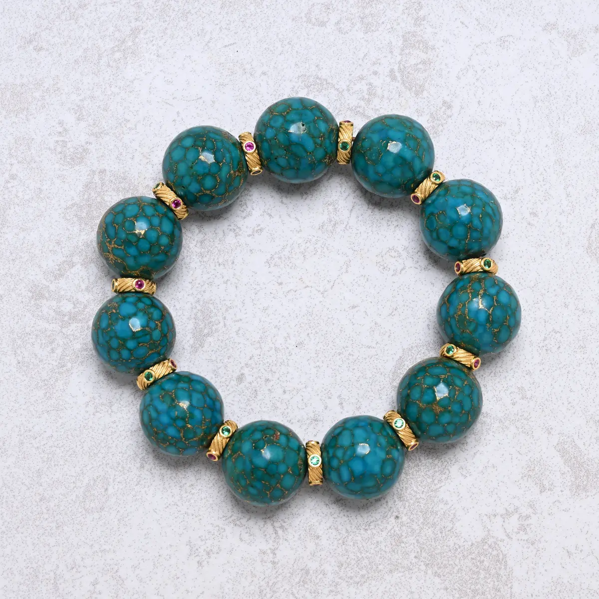 16Mm Turquoise Gemstone Elastic Bracelet 1