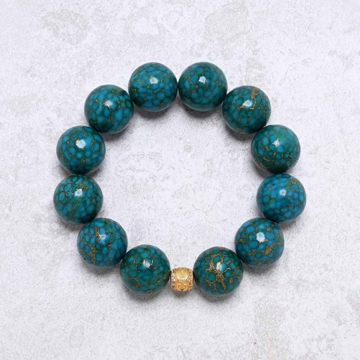 16Mm Turquoise Gemstone Elastic Bracelet 1