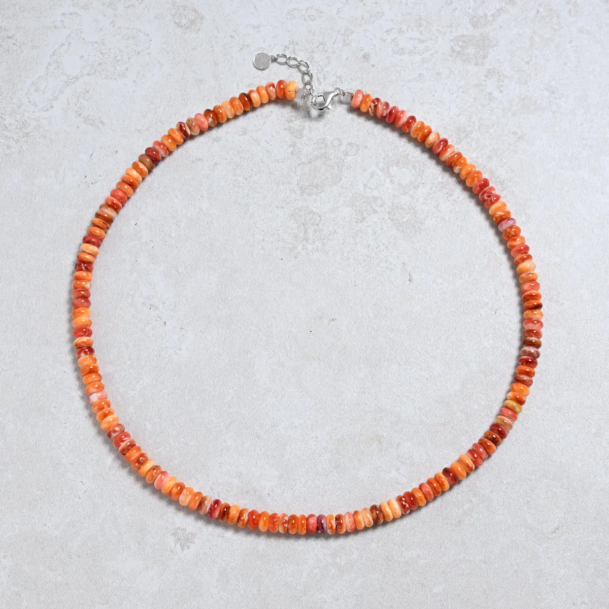 18" Spiny Oyster Gemstone Necklace With Sterling Silver Clasp 1