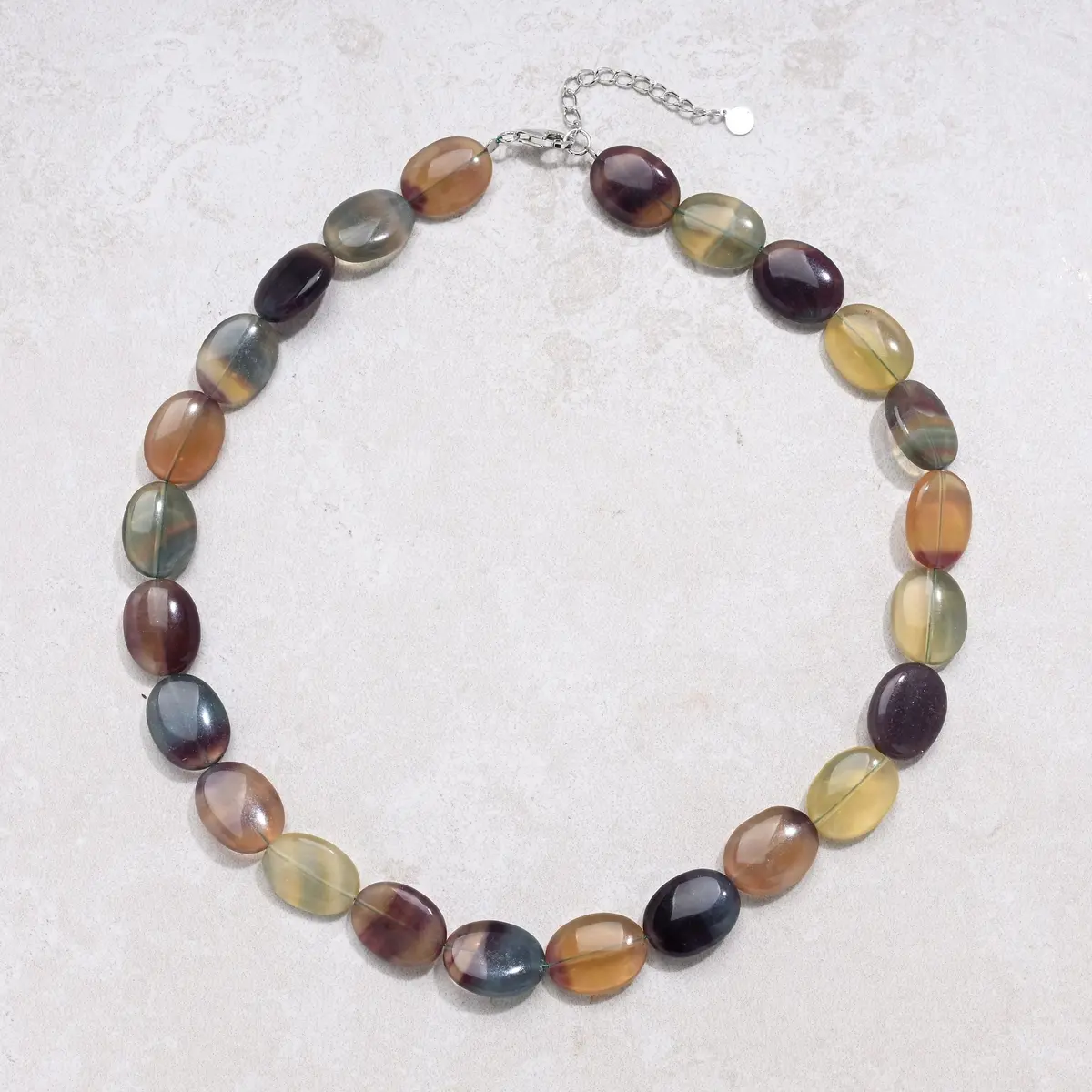 20" Fluorite Gemstone Necklace With Sterling Silver Clasp 1