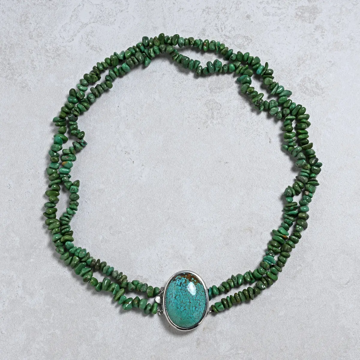 20" Green Turquoise Chip Gemstone Necklace 1