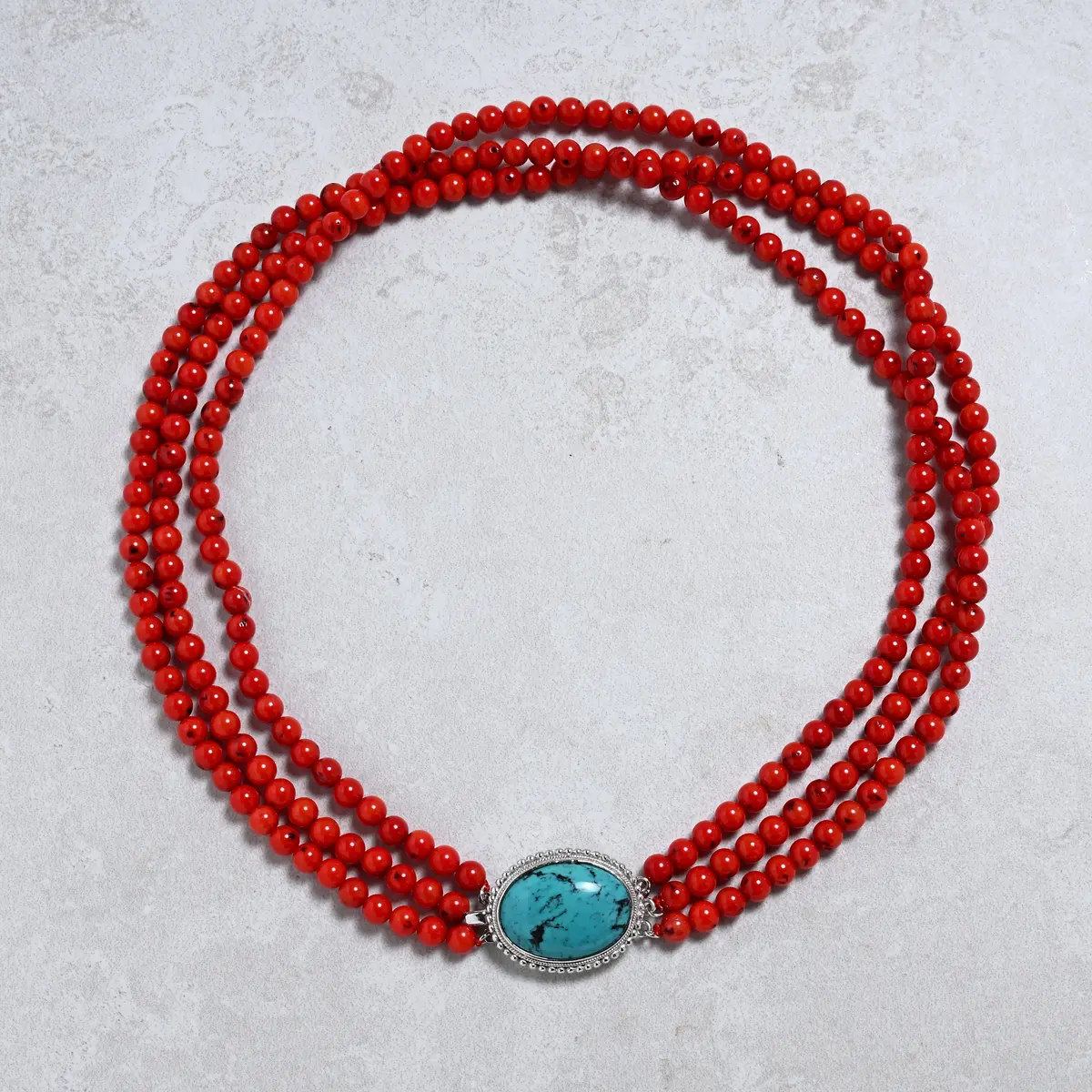20" Red Coral Gemstone Necklace 1