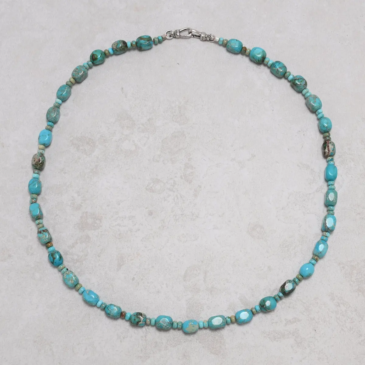 21.5In King Turquoise Gemstone Necklace With Sterling Silver Clasp 1