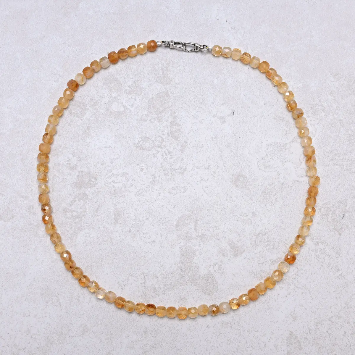 21" Genuine Citrine 6Mm Beaded Necklace With Sterling Silver Equestrian Clasp 1