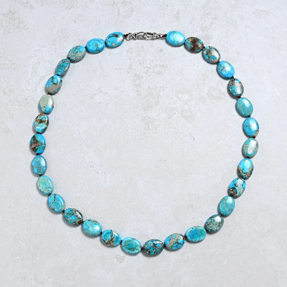 22" Turquoise Gemstone Necklace With Sterling Silver Clasp 1
