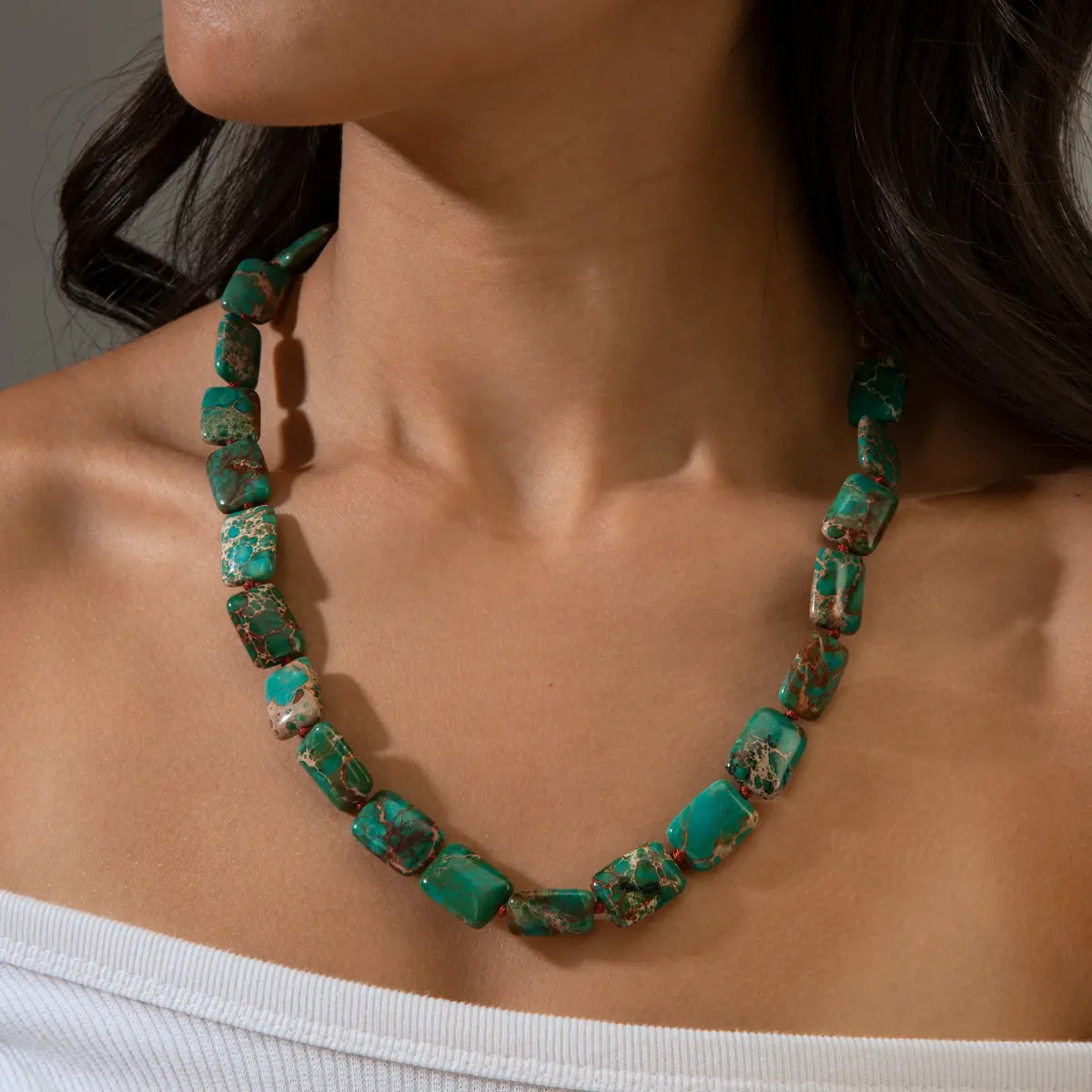 22In King Turquoise Gemstone Necklace With Sterling Silver Clasp 2