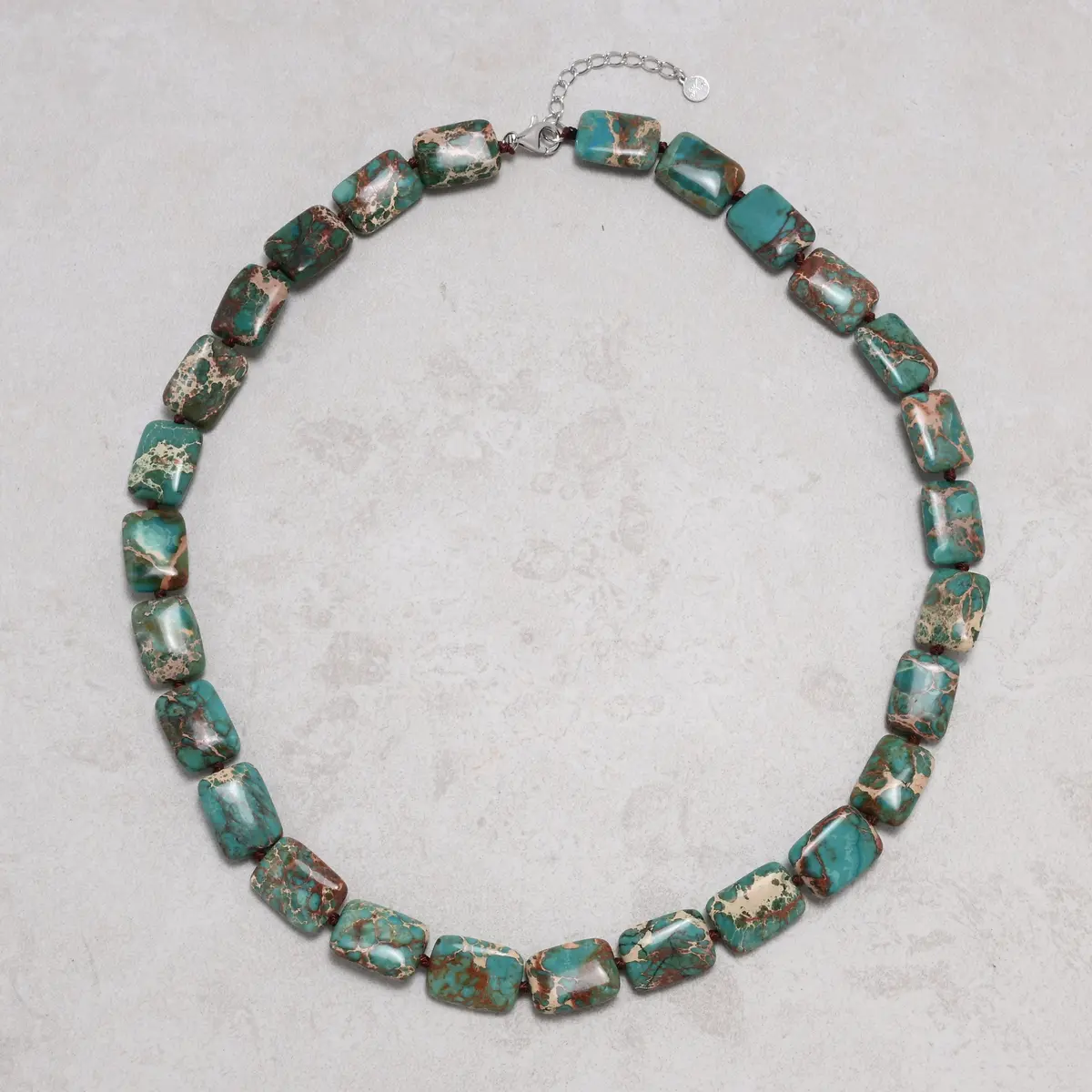 22In King Turquoise Gemstone Necklace With Sterling Silver Clasp 1