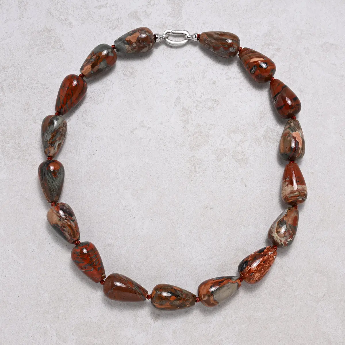 22In Red Jasper Gemstone Necklace With Sterling Silver Clasp 1
