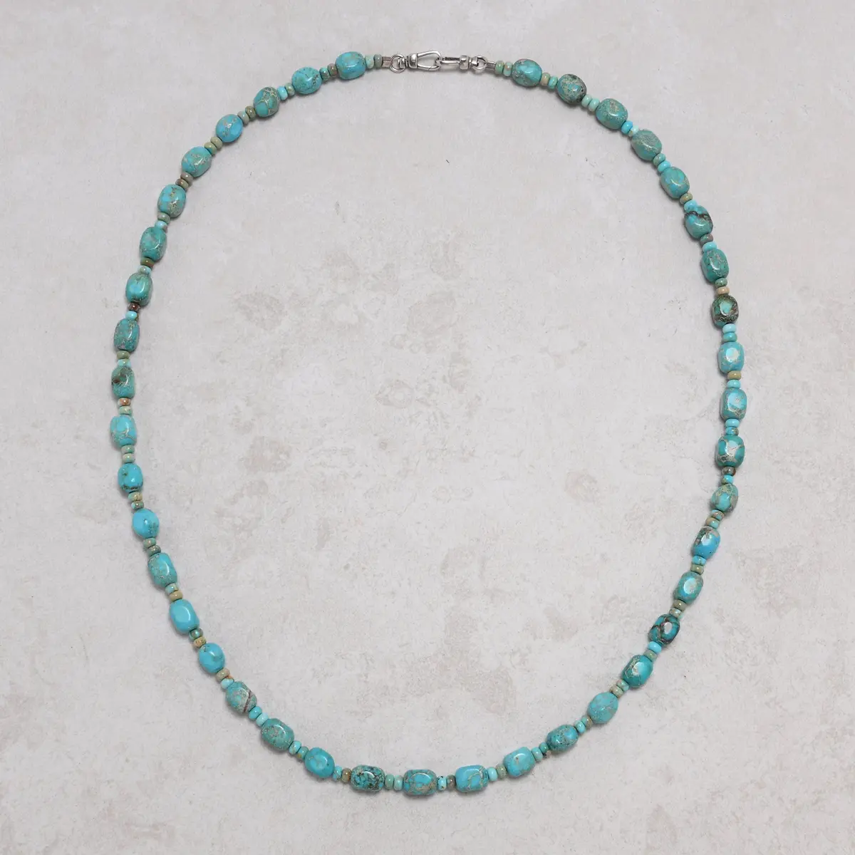 26.5In King Turquoise Gemstone Necklace With Sterling Silver Clasp 1