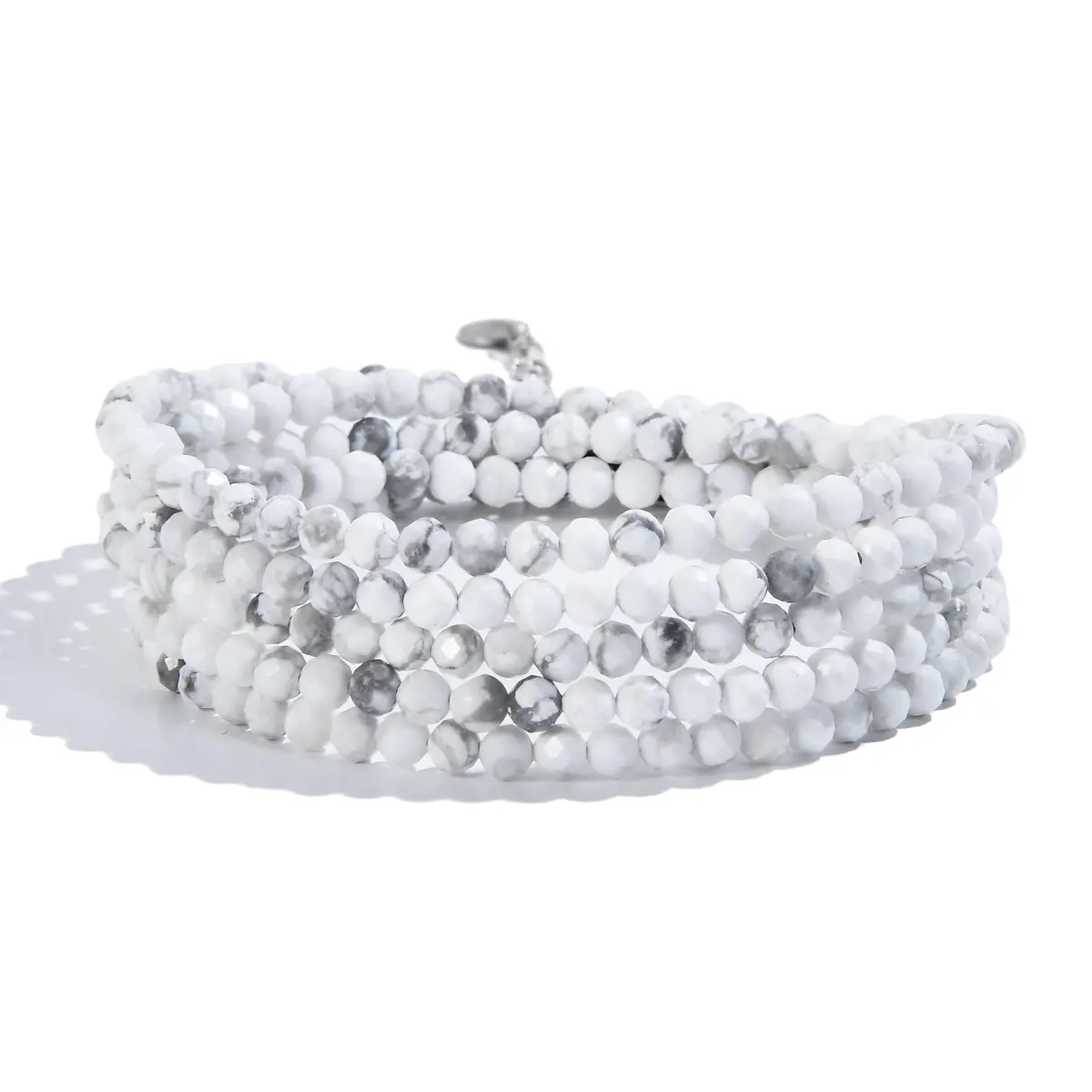 3Mm Howlite Faceted 31" Necklace / Multi Wrap Bracelet 1