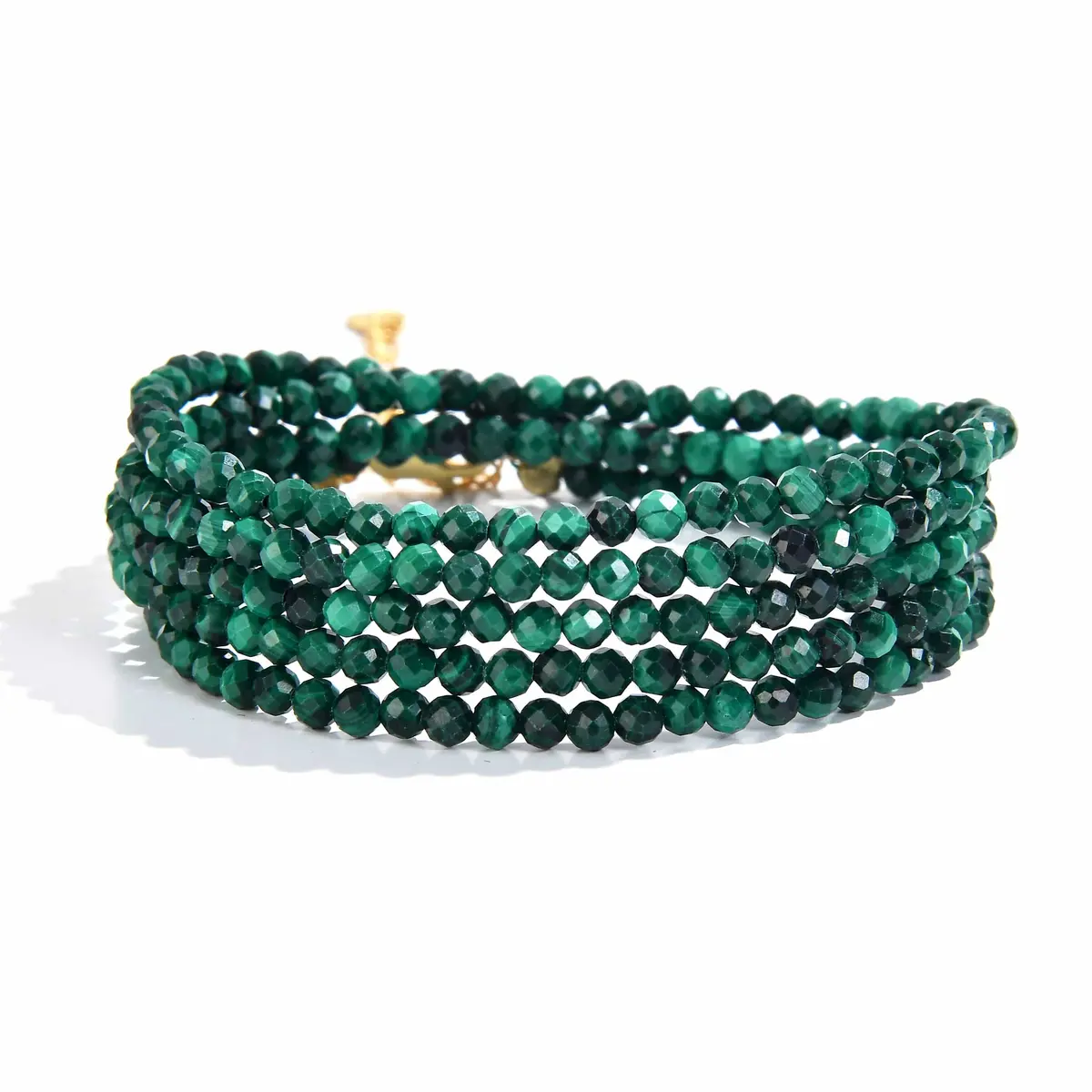 3Mm Malachite Faceted 31" Necklace / Multi Wrap Bracelet 1