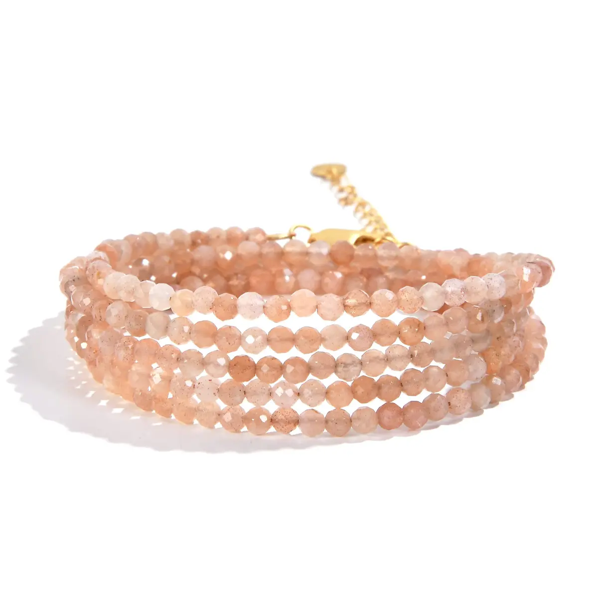 3Mm Peach Moonstone Faceted 31" Necklace / Multi Wrap Bracelet 1