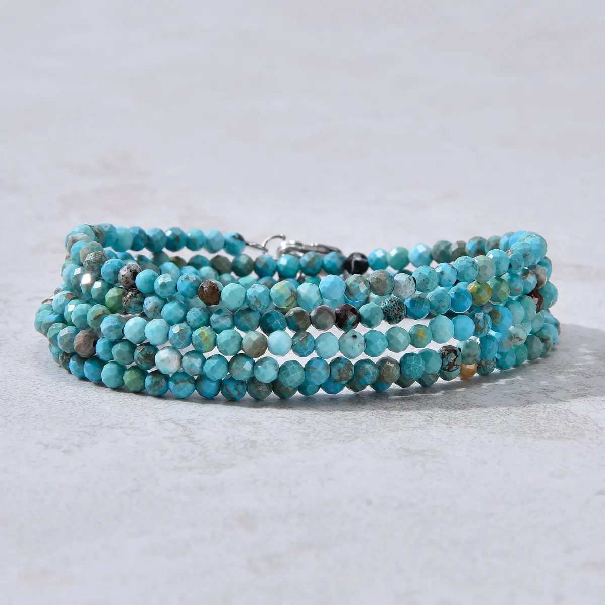 3Mm Turquoise Faceted 31" Necklace / Multi Wrap Bracelet 1