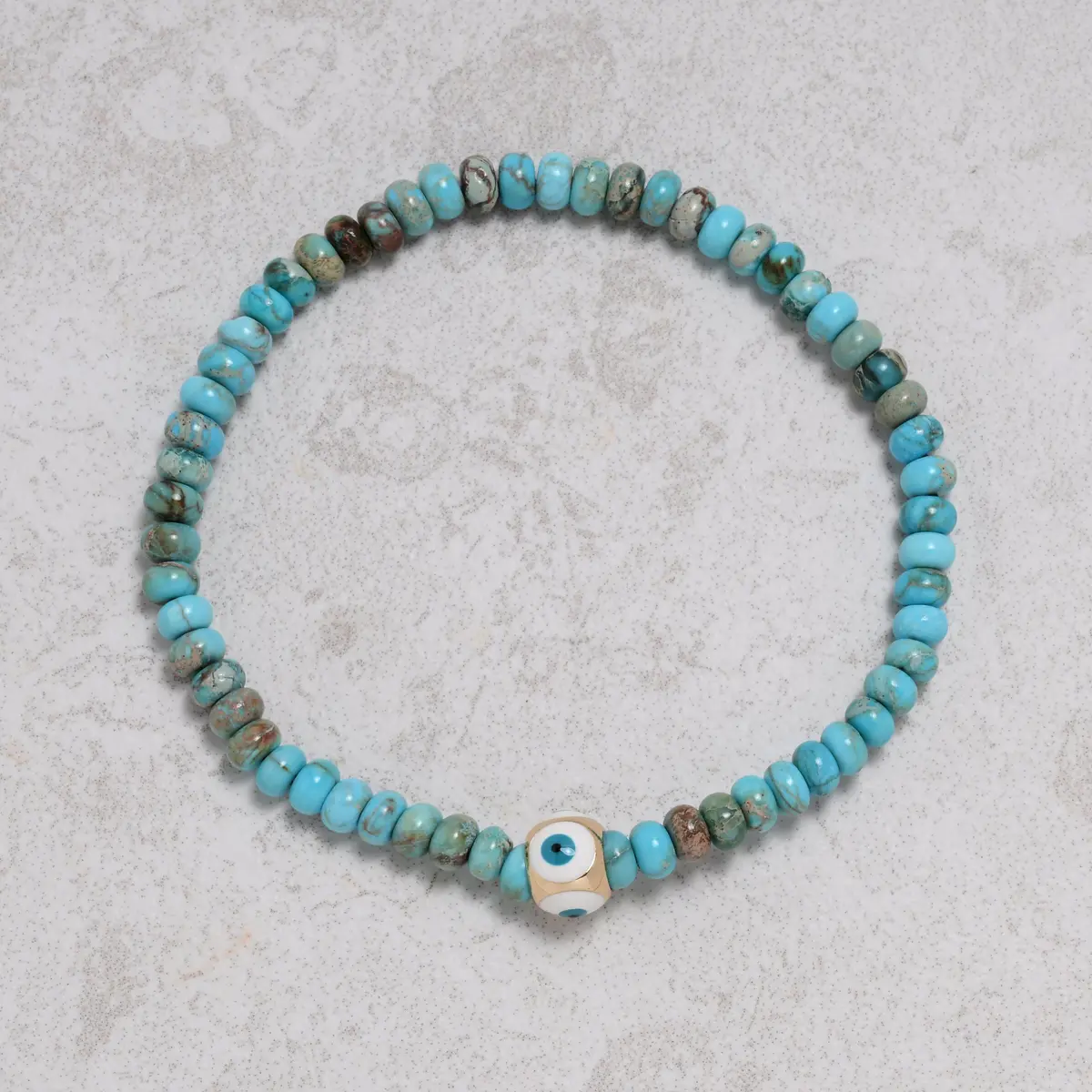 3X4mm King Turquoise Gemstone Elastic Bracelet 1