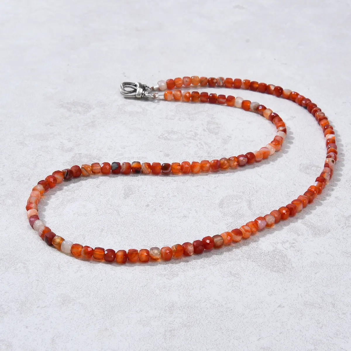 4Mm Carnelian Faceted Cube 21" Necklace / Multi Wrap Bracelet 1