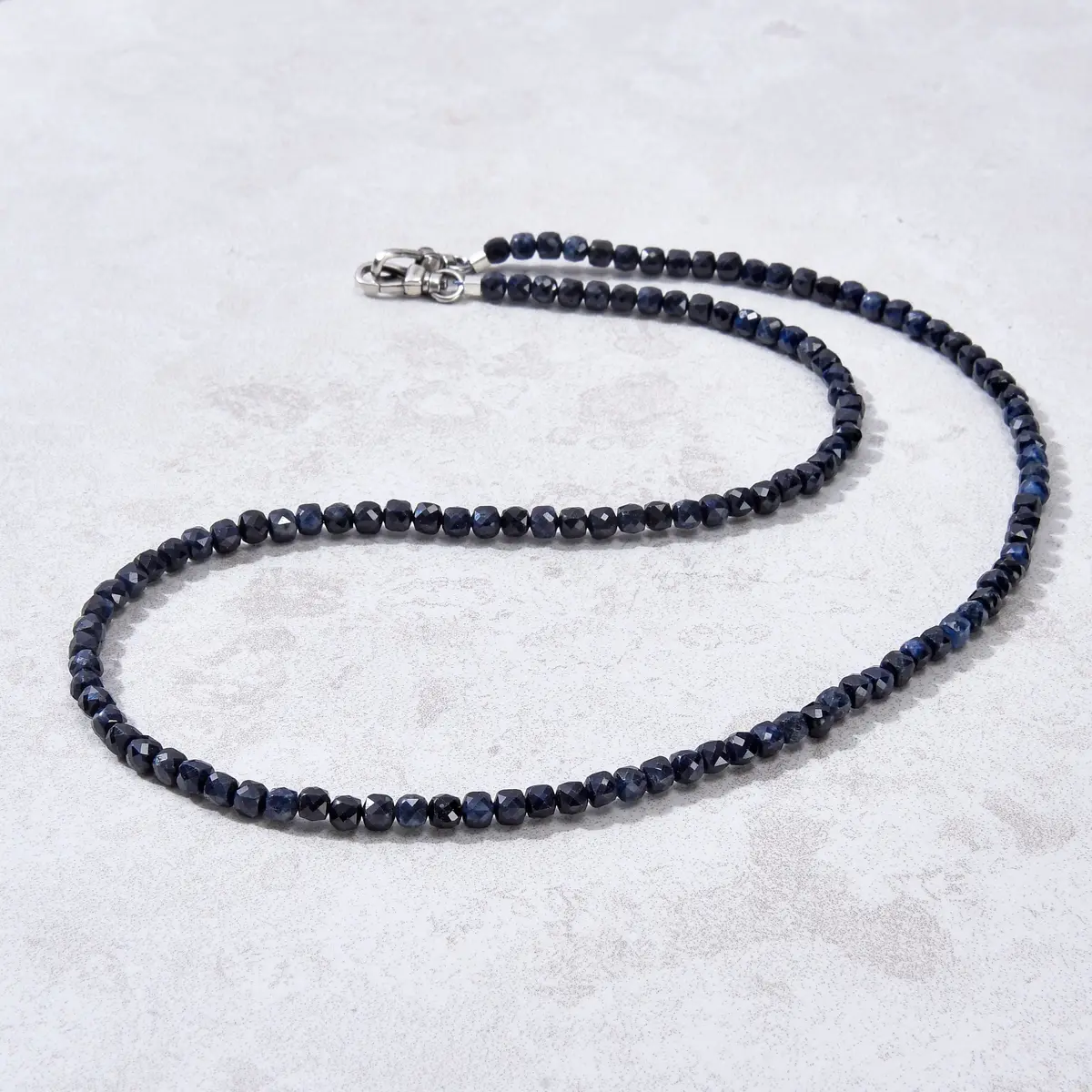4Mm Dark Sapphire Faceted Cube 21" Necklace / Multi Wrap Bracelet 1