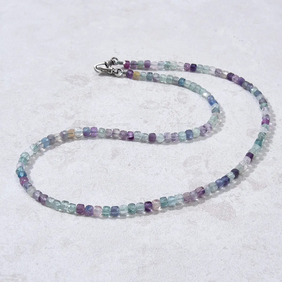 4Mm Fluorite Faceted Cube 21" Necklace / Multi Wrap Bracelet 1