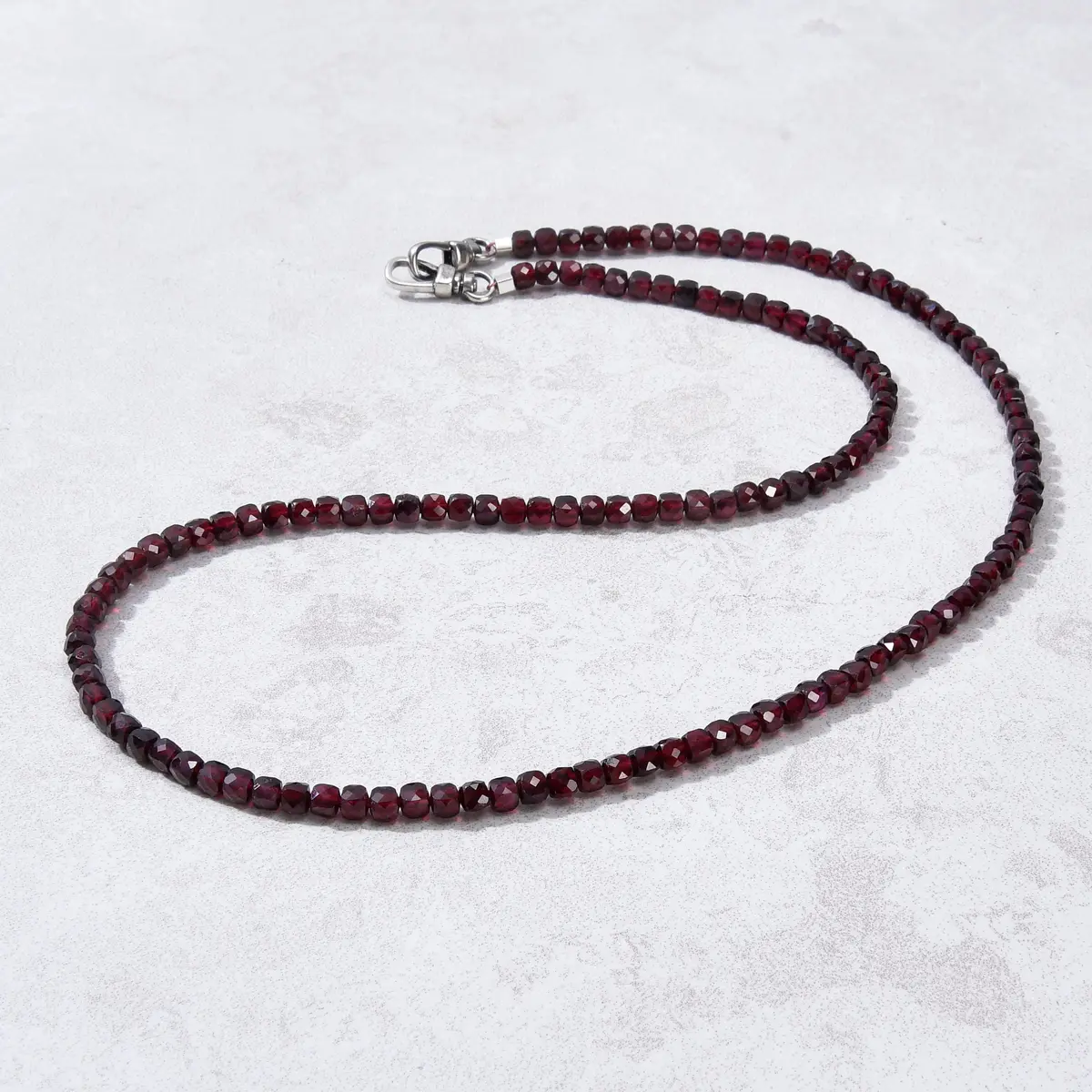 4Mm Garnet Faceted Cube 21" Necklace / Multi Wrap Bracelet 1