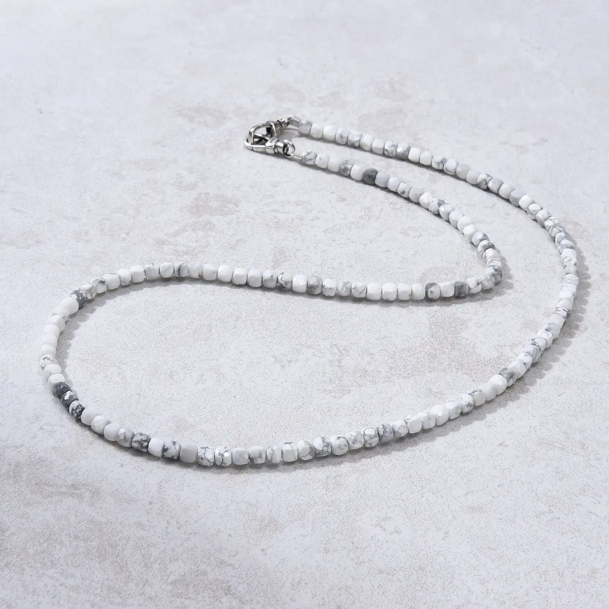 4Mm Howlite Faceted Cube 21" Necklace / Multi Wrap Bracelet 1