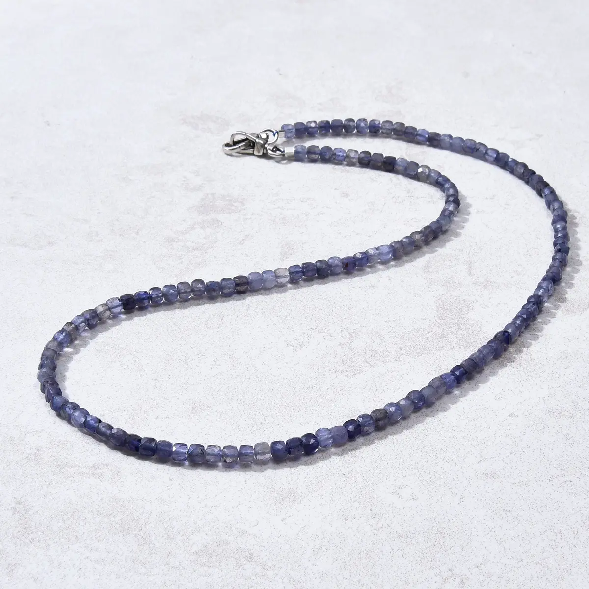 4Mm Iolite Faceted Cube 21" Necklace / Multi Wrap Bracelet 1
