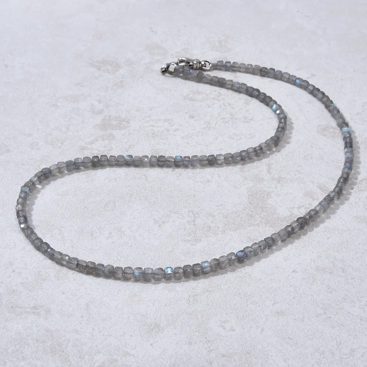 4Mm Labradorite Faceted Cube 21" Necklace / Multi Wrap Bracelet 1