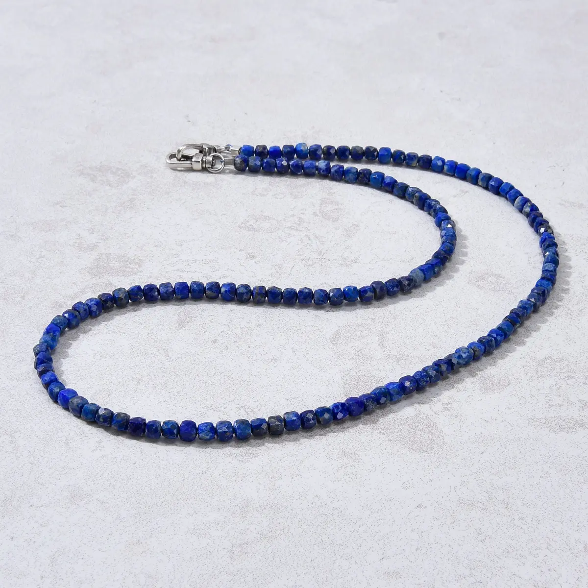 4Mm Lapis Faceted Cube 21" Necklace / Multi Wrap Bracelet 1