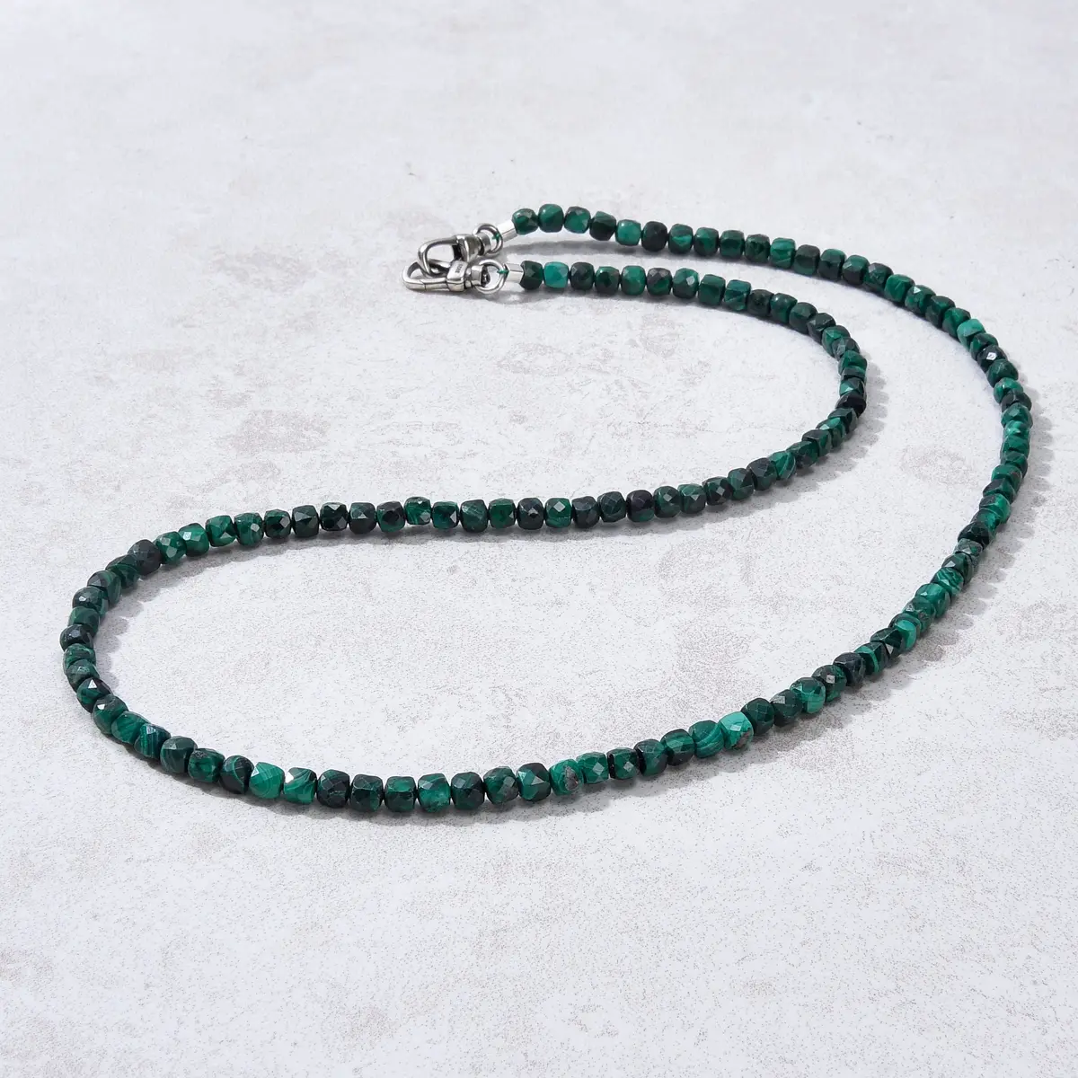 4Mm Malachite Faceted Cube 21" Necklace / Multi Wrap Bracelet 1
