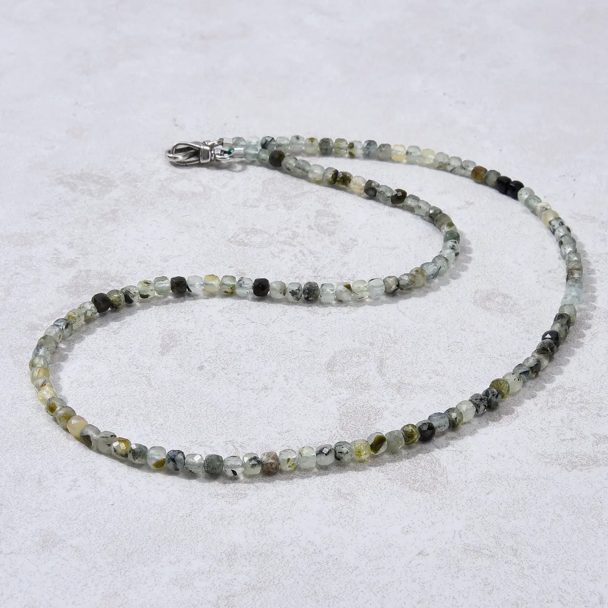 4Mm Prehnite Faceted Cube 21" Necklace / Multi Wrap Bracelet 1
