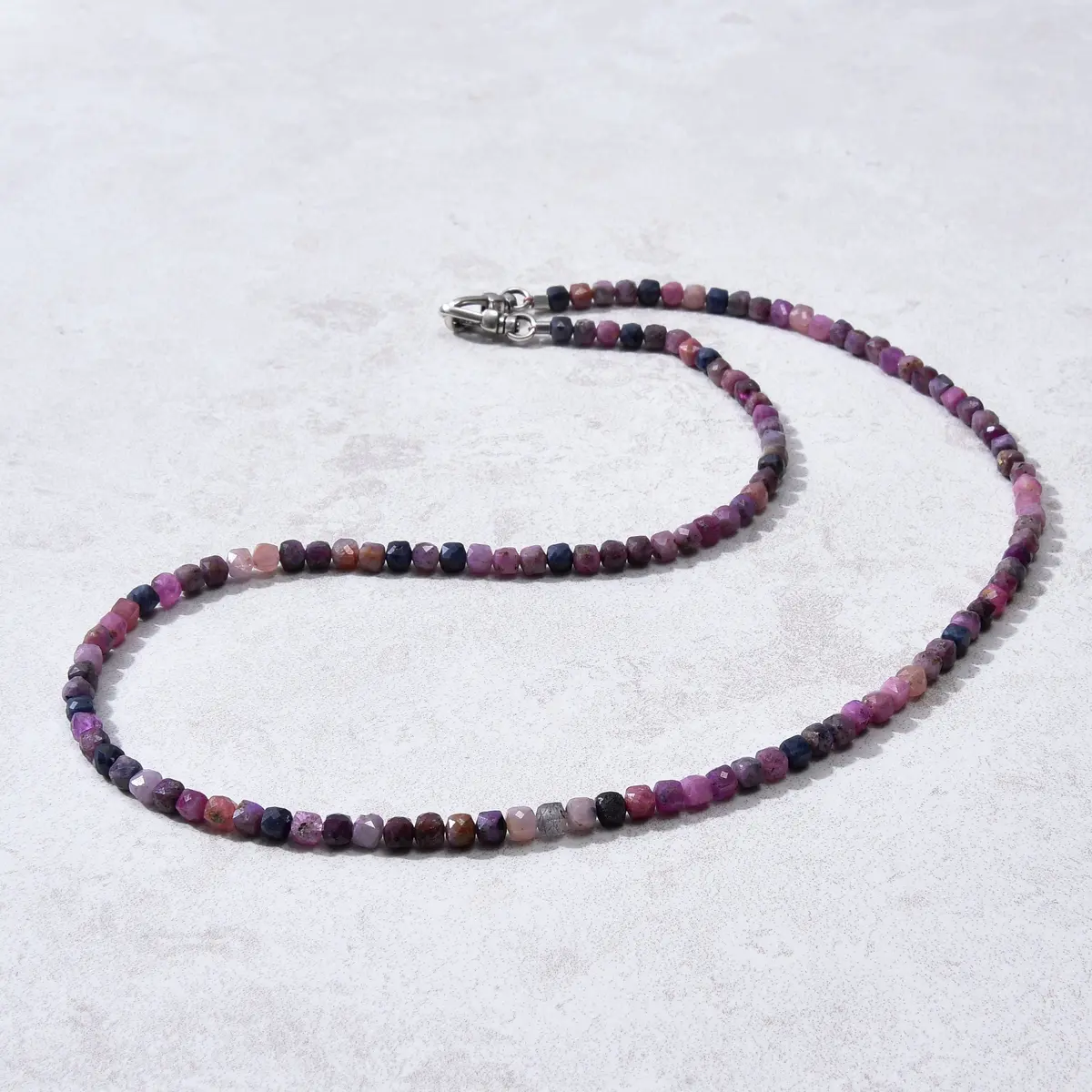 4Mm Ruby Sapphire Faceted Cube 21" Necklace / Multi Wrap Bracelet 1