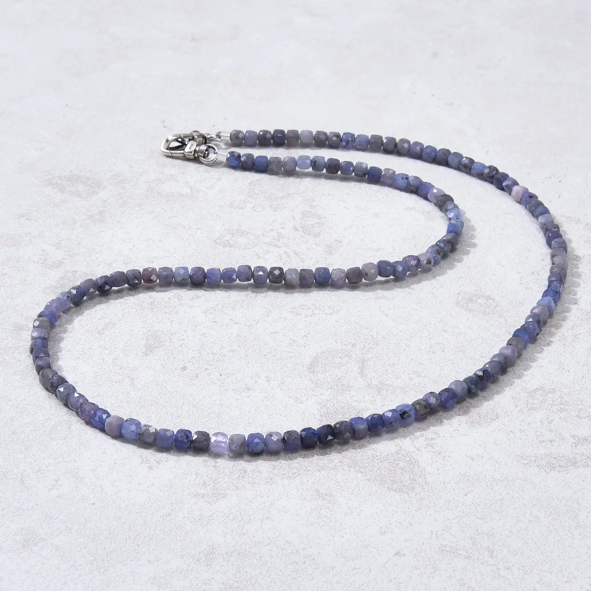 4Mm Tanzanite Faceted Cube 21" Necklace / Multi Wrap Bracelet 1