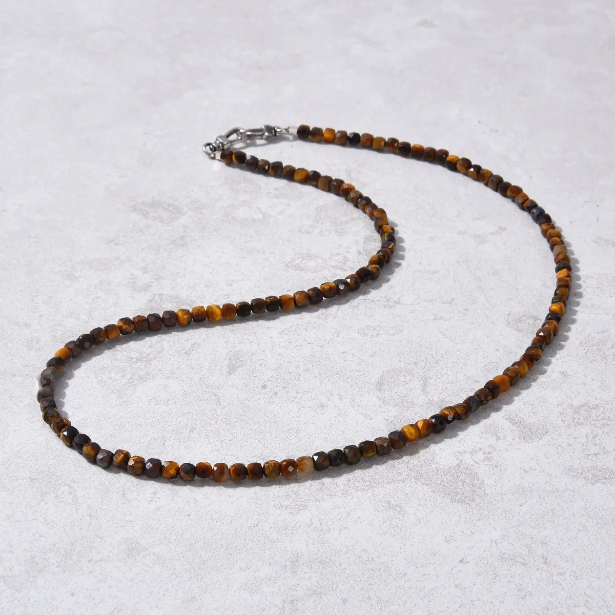 4Mm Tiger Eye Faceted Cube 21" Necklace / Multi Wrap Bracelet 1