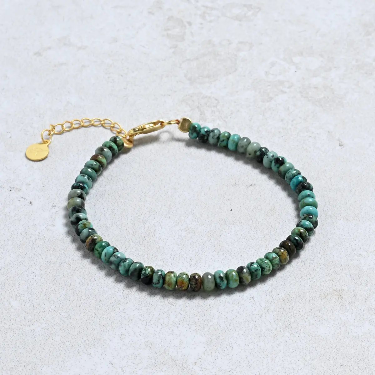 6.5" African Turquoise Bracelet With Sterling Silver Lobster Clasp 1