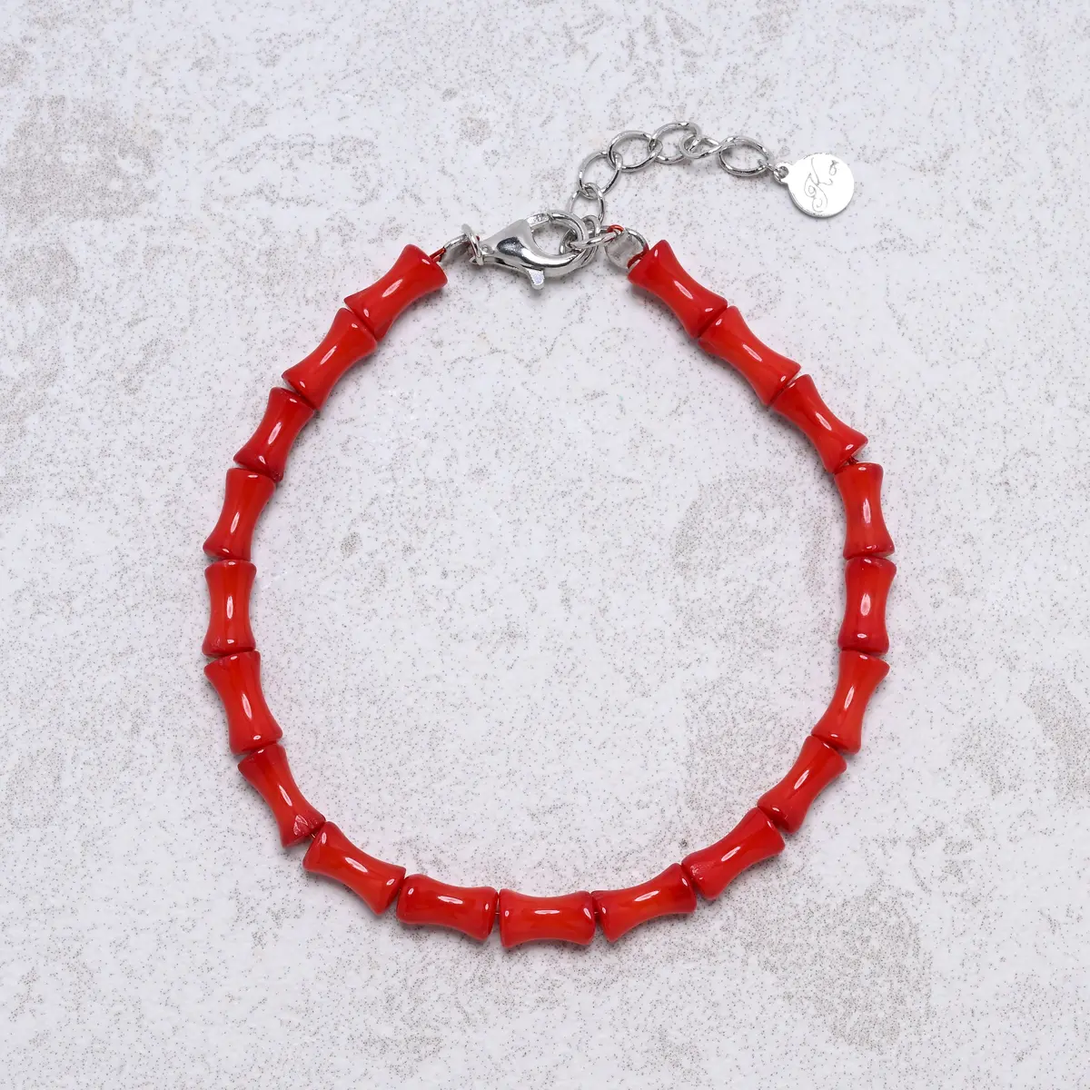 7" Coral Bracelet With Sterling Silver Lobster Clasp 1
